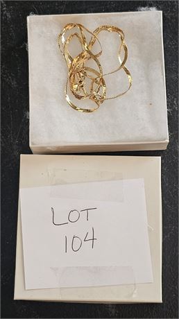 14K Gold 30" Snake Chain Necklace – 4.1 dwt Condition: Two center chain snags