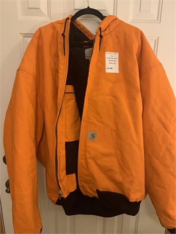 Orange Carhart Full Zip Winter Coat W/Hood Mens Size 4XL (Inner/Outer Pockets)