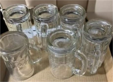 Set of 6 Clear Glass Draft Beer/Rootbeer Drinking Glasses or Mugs