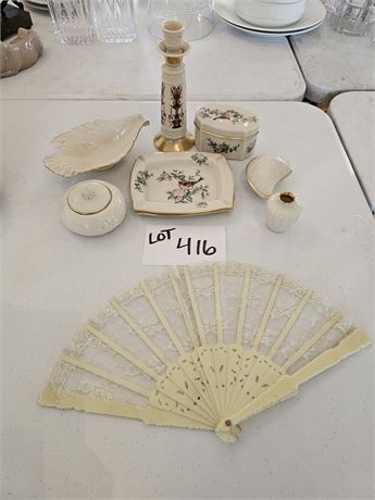 Mixed Lenox Lot: Candle Stick/Lidded Boxes/Soap Dish/Ash Trays & More
