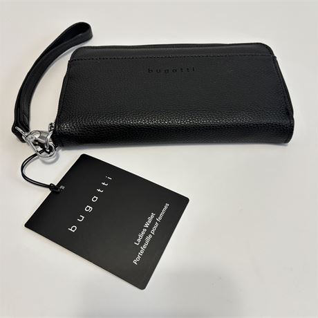 New Bugatti Black Ladies Wristlet Wallet