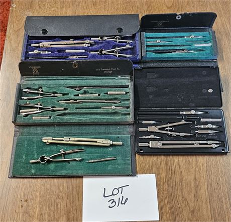 Dietzgen, Post, Shoenner & Wild Drafting Tools Complete & Uncomplete Sets