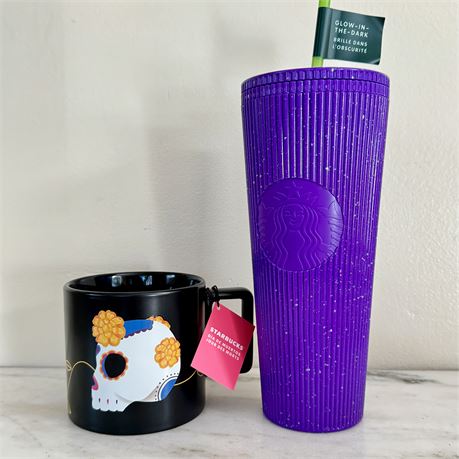 NEW Starbucks Glow in Dark Tumbler Cup & Day of Mug