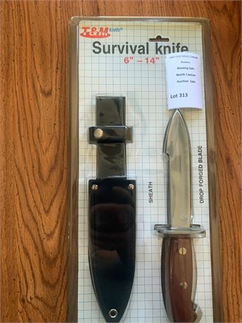 T&M Survival Knife W/Sheath Sealed In Original Packaging
