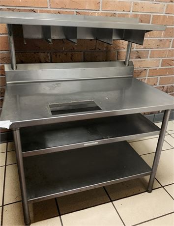 Stainless Steel Table W/Built-In Basin & Shelving