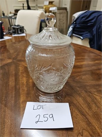 Anchor Hocking Sandwich Pattern Lidded Biscuit Jar