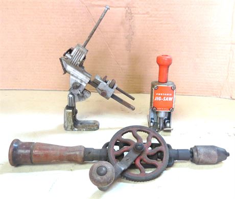 Portable Jigsaw, Drill Grinding Attachment, Vintage Hand Drill