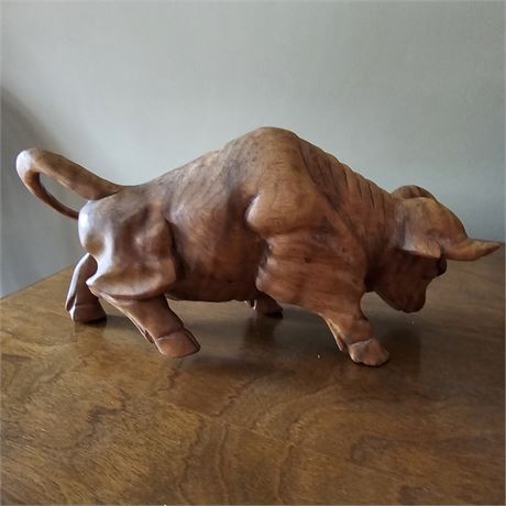 Wooden Hand Carved Bull