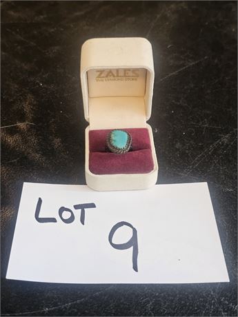 Sterling & Turquoise Ring Size 5 0.18 OZT With Stone