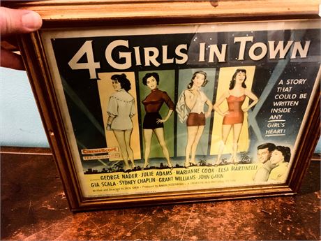Framed Vintage Movie Poster 1957  American Drama Film "Four Girls in Town"