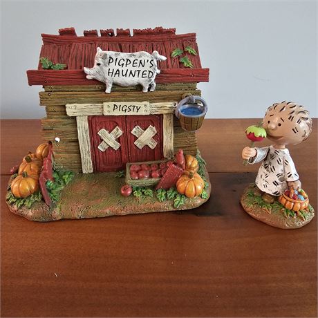 "Pigpen's Haunted Pig-Sty"~PEANUTS~Trick-or-Treat Village Collection w/COA