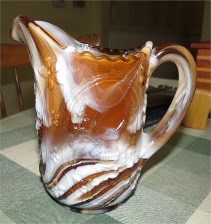 Vintage Caramel Cream Slag Glass Pitcher