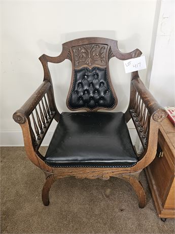 Antique Carved Wood Napoleon Style Chair