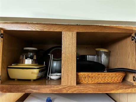 Vintage Blender, pots pans and dishes