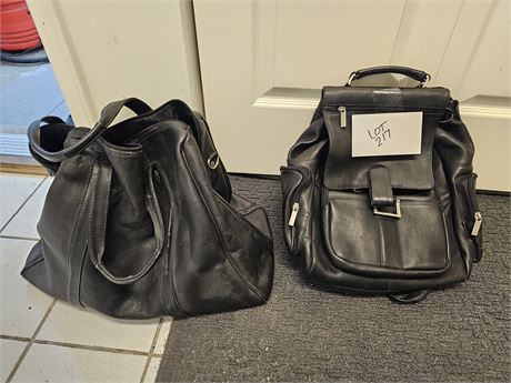 LeDonna Black Leather Backpack & Latico Black Leather Carry On