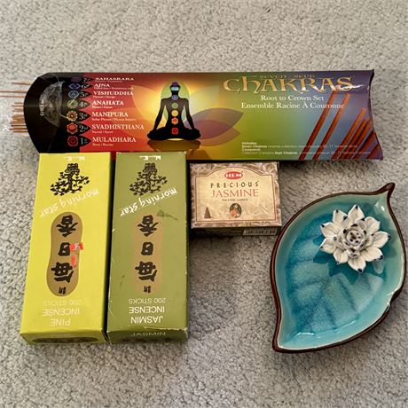 Incense Sticks, Cones and Ceramic Leaf Burner