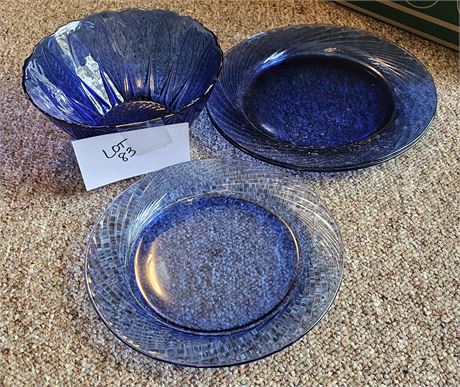 Royal Sapphire Avon Bowl & Pyrex Blue Plates