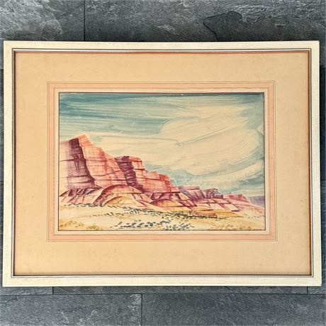 ORIGINAL Martha E. Kenyon "Vermillion Cliffs, Utah" Painting - c. 1940's