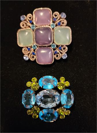 2-Beautiful Rhinestone Brooches