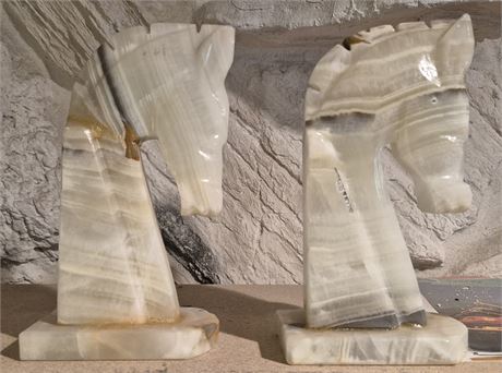 Carved Horse Head Bookends