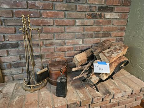 Fireplace Tool Set / Logs with Holder / Ash Bucket & More