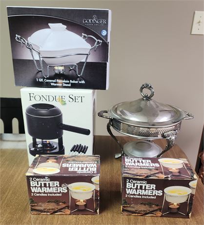 Fondue, Baker Warmer Stands,  Butter Warmers