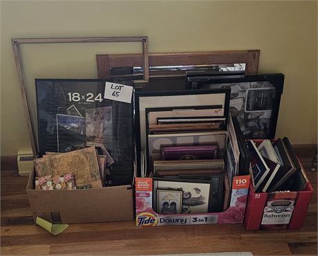 Huge Lot Of Mixed Picture Frames, Empty Photo Albums, Art Print & More