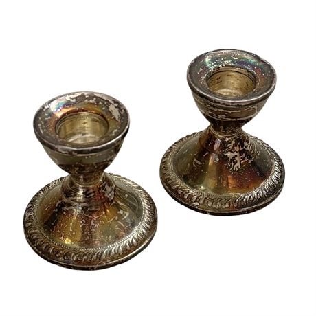 Sterling Weighted Candlestick Holders - 2.5" x 2.5" - 189.8 Grams