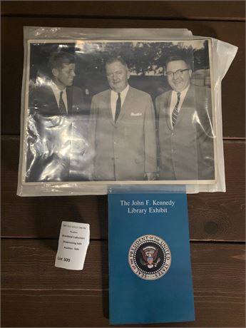 Brochure for "The John F. Kennedy Library Exhibit" in Boston, MA & Photo of JFK