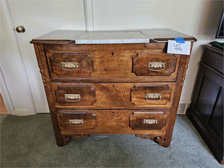 Antique Wood & Marble Top Dresser