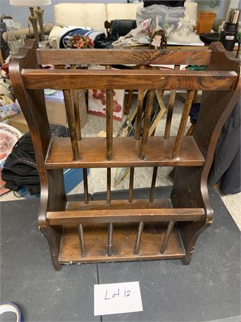 Farmhouse Colonial Two-Tiered Magazine or LP Vinyl Storage Rack