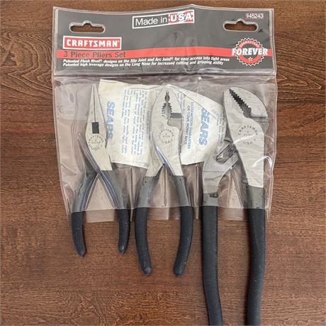 Craftsman USA 3 Piece Pliers Set 945243 - New, Old Stock