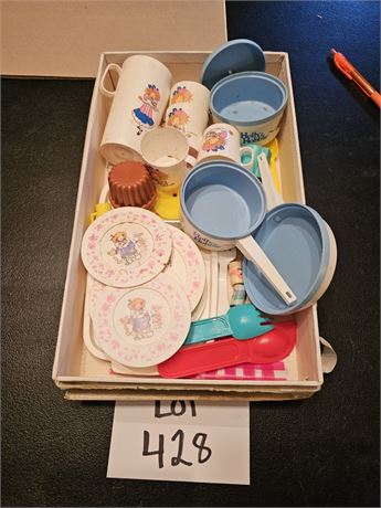 Vintage Holly Hobbie Childs Dish & Pan Lot
