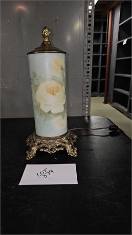 Hand Painted Cylinder Table Lamp 13" Tall