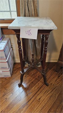 Wood & Marble Top Plant Stand