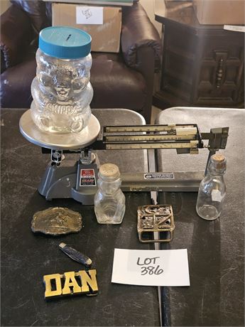 Skippy Peanut Bank Jar, Bearshaker, Harshaw 5lbs Beam Balance Scale & More