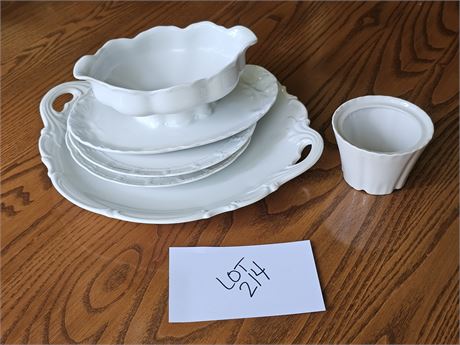 K&A German Plates & Huschenreuther Gravy Boat & Platter