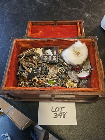 Jewelry Box With Mixed Costume Jewelry- Contents Vary