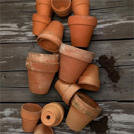Small Clay Terra Cotta Flower Pot Lot