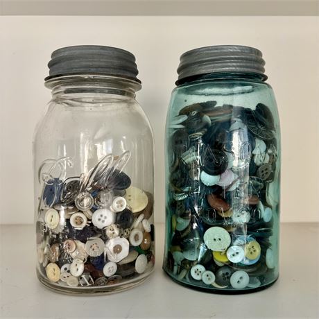 Ball Glass Mason Jars with Old Buttons