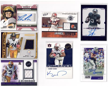 Autograph/Jersey Mixed Football Memorabilia Card Lot of 7