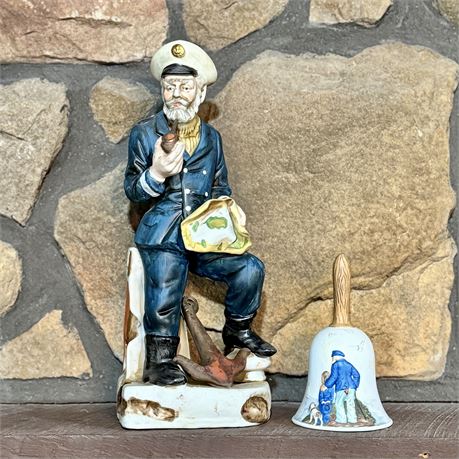 Tall Porcelain Sea Captain and Norman Rockwell Bell