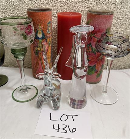 Vintage Crystal Figures, Candles, Decorative Cups