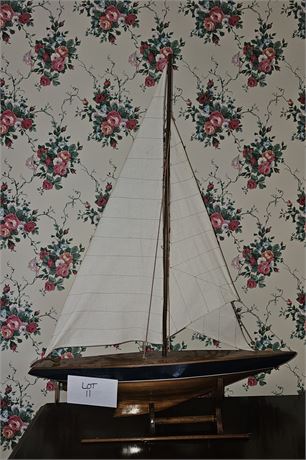 Wood Model Sailboat W/Mount