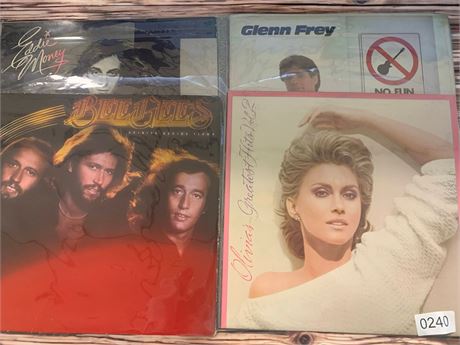 Vinyl Record Album Lot - Olivia Newton John, Glenn Frey, Bee Gees, Eddie Money