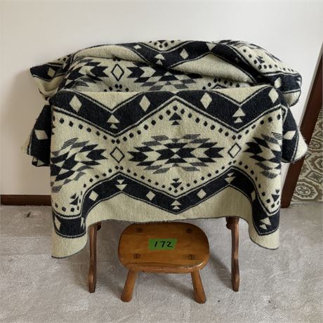 Quilt Rack and Small Rustic Stool