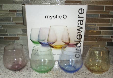 Mystic O 4 pc  Stemless Wine Glasses