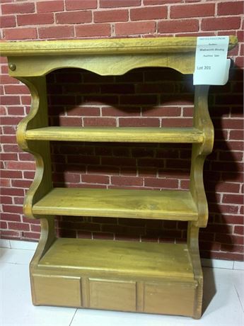 Vintage Wood 4 Tier Wall Mount Display/Spice Rack With Drawer