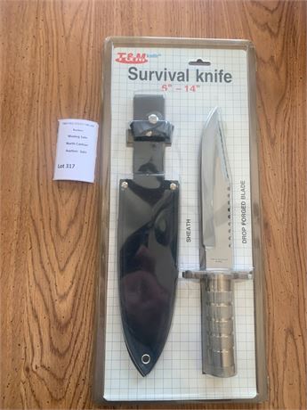 T&M Survival Knife W/Sheath Sealed In Original Packaging