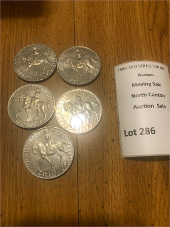 1977 Queen Elizabeth II New Pence Coins (Lot of 5)